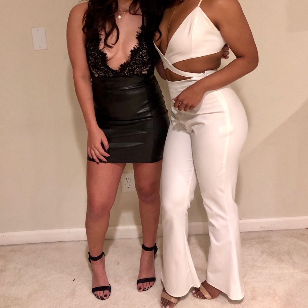 Misguided white cut out jumpsuit size 4
